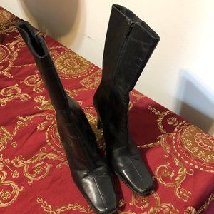 Black Square Toe Heeled Boots SOLD